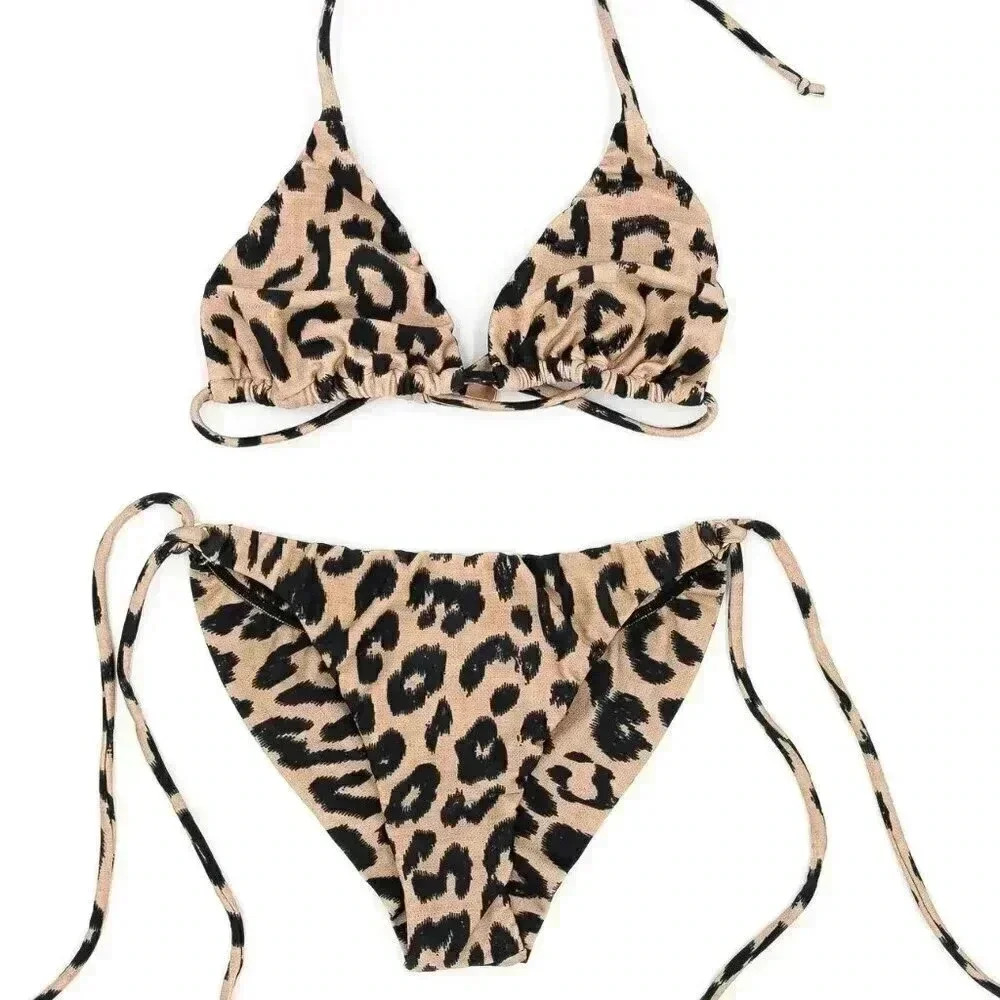 Leopard Print Bikini 2 Piece Set Size Small Chic Summer Animal Print Swimsuit